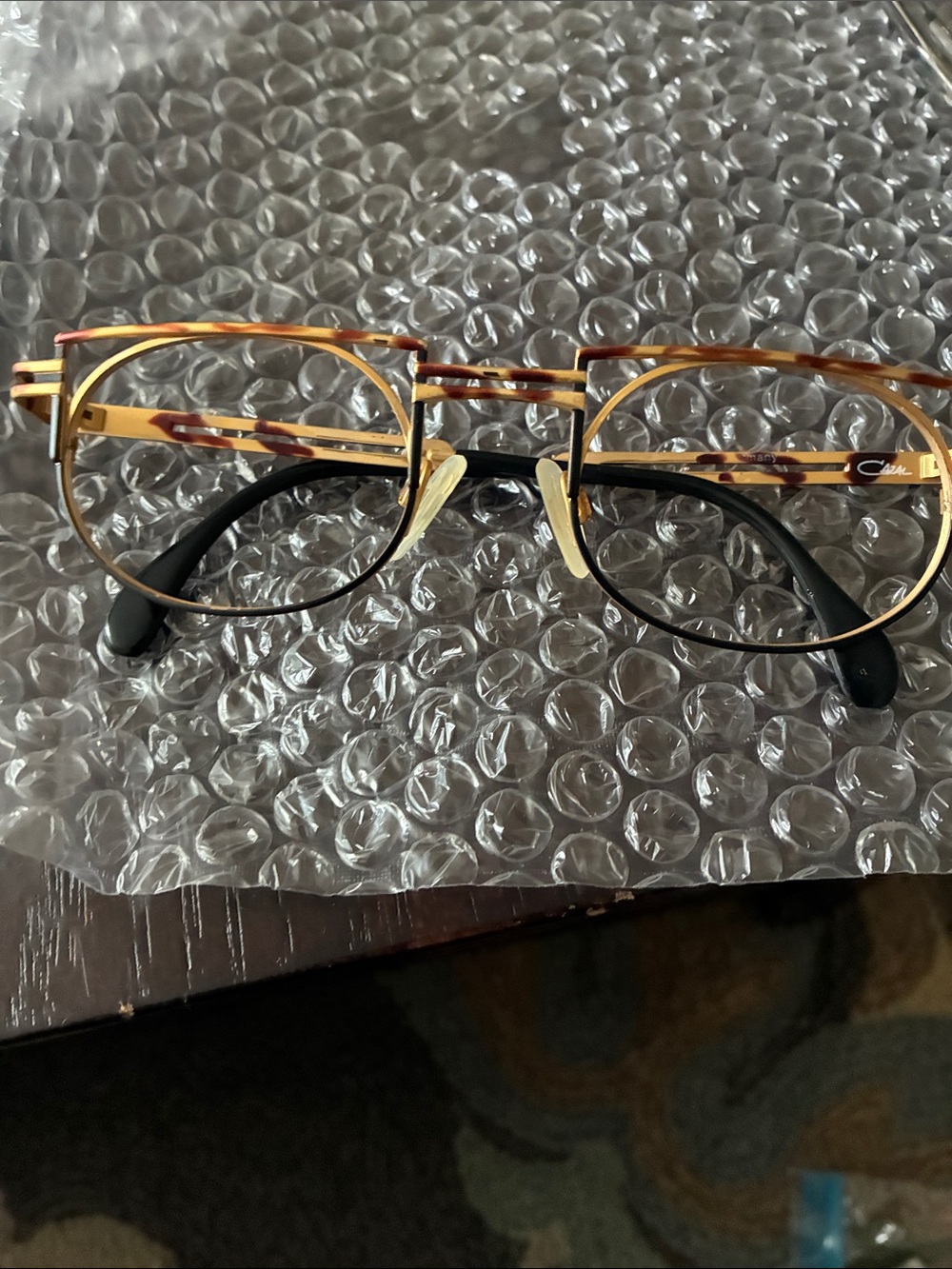 Vintage cazal Gold Frames with Tortoiseshell Accents and Black Temple Tips